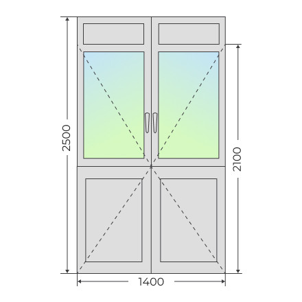 Алюминиевая входная двухстворчатая дверь 1400х2500 - фото - 4
