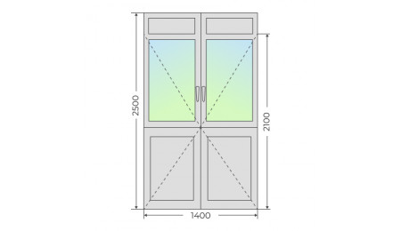 Алюминиевая входная двухстворчатая дверь 1400х2500 - фото - 4