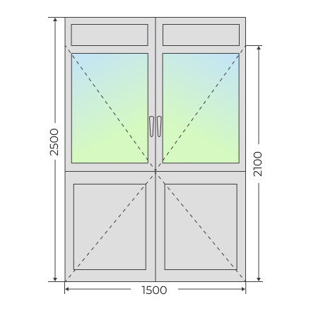 Алюминиевая входная двухстворчатая дверь 1500х2500 - фото - 5