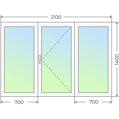Окно пластиковое Рехау трехстворчатое, поворотное - фото - 1