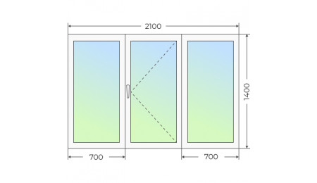 Окно пластиковое Рехау трехстворчатое, поворотное - фото - 1
