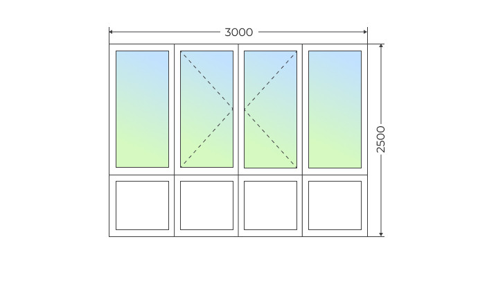Теплое остекление прямого балкона с двумя поворотными створками и глухим нижним рядом - фото - 1