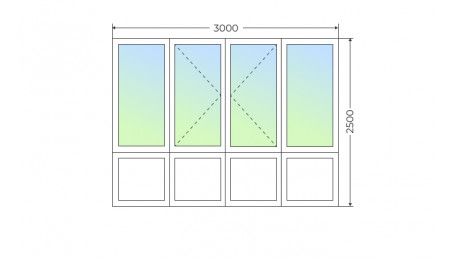 Теплое остекление прямого балкона с двумя поворотными створками и глухим нижним рядом - фото - 1