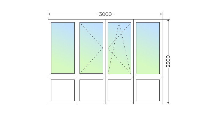Теплое остекление прямого балкона с поворотной и поворотно-откидной створкой и глухим нижним рядом - фото - 1