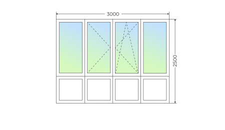 Теплое остекление прямого балкона с поворотной и поворотно-откидной створкой и глухим нижним рядом - фото - 1