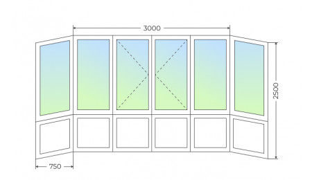 Теплое остекление П-образного балкона с поворотными створками и глухим нижним рядом - фото - 1