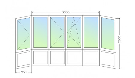 Теплое остекление П-образного балкона с 3 поворотными и поворотно-откидной створкой и глухим нижним рядом - фото - 1