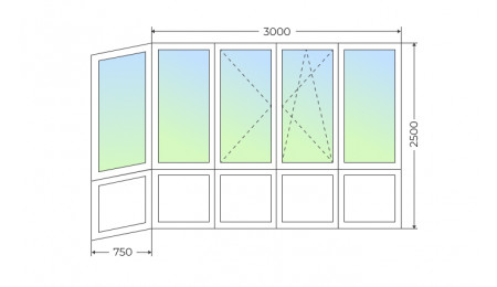 Теплое остекление Г-образного балкона с поворотными и поворотно-откидной створкой и глухим нижним рядом - фото - 1