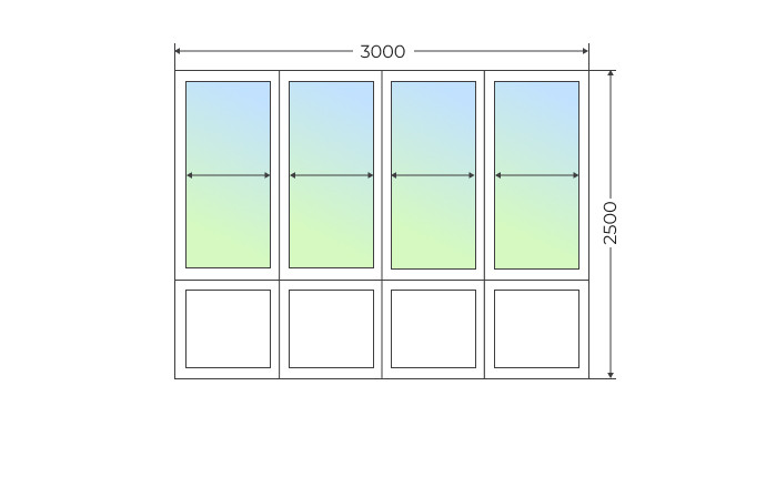 Холодное остекление прямого балкона с глухим нижним рядом - фото - 1