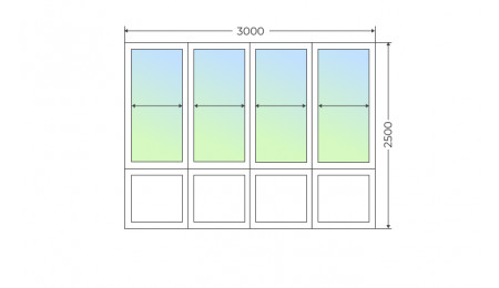 Холодное остекление прямого балкона с глухим нижним рядом - фото - 1