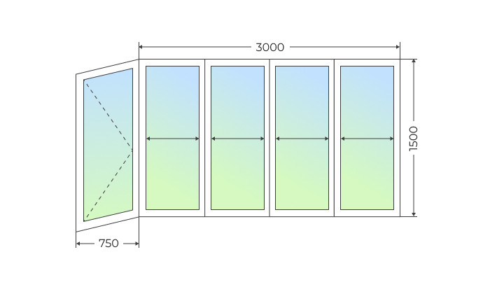 Холодное остекление Г-образного балкона с откидной створкой - фото - 1