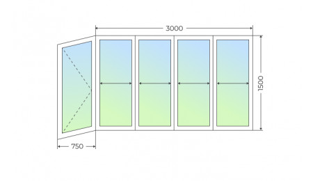 Холодное остекление Г-образного балкона с откидной створкой - фото - 1