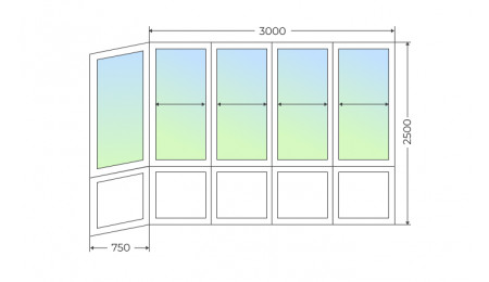 Холодное остекление Г-образного балкона с глухим нижним рядом - фото - 1