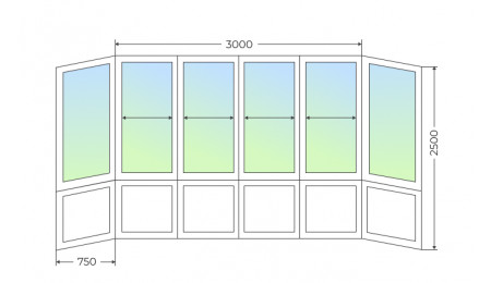 Холодное остекление П-образного балкона с глухим нижним рядом - фото - 1
