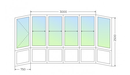 Холодное остекление П-образного балкона с поворотной створкой и глухим нижним рядом - фото - 1