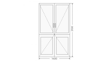 Пластиковая двухстворчатая глухая дверь 1400х2100 - фото - 1