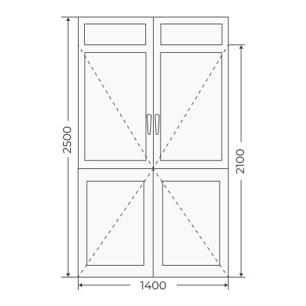Пластиковая двухстворчатая глухая дверь 1400х2500 - фото - 1
