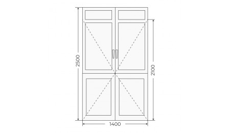 Пластиковая двухстворчатая глухая дверь 1400х2500 - фото - 1